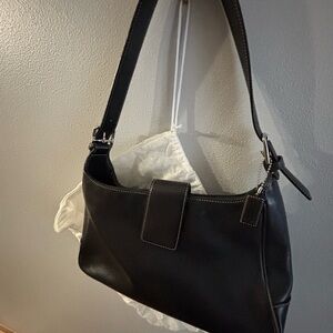 Coach Black Leather Shoulder Bag with dust bag.  Excellent condition